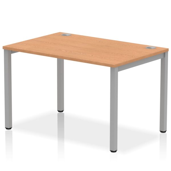 Impulse Single Row Bench Desk W1200 x D800 x H730mm Oak Finish Silver Frame - IB00247