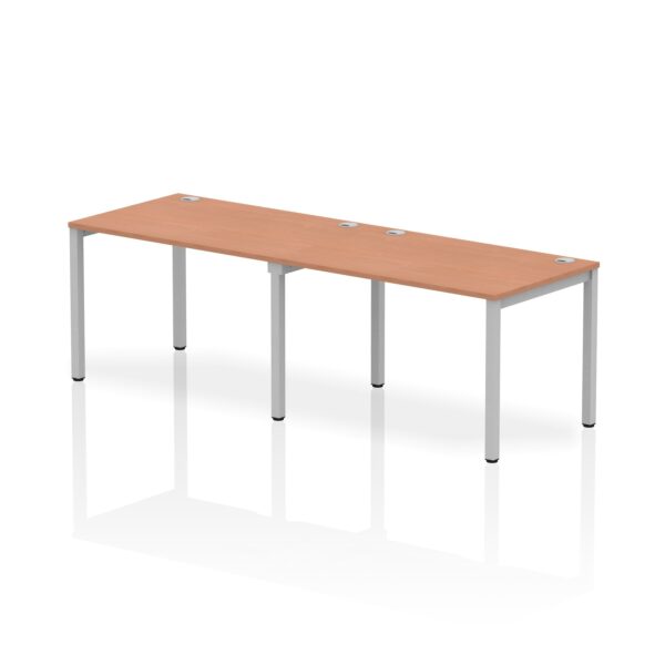 Impulse Single Row 2 Person Bench Desk W1200 x D800 x H730mm Beech Finish Silver Frame - IB00280