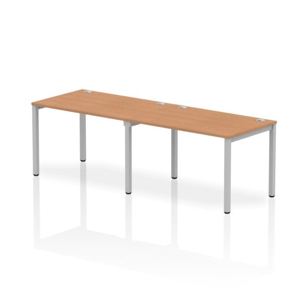Impulse Single Row 2 Person Bench Desk W1200 x D800 x H730mm Oak Finish Silver Frame - IB00283