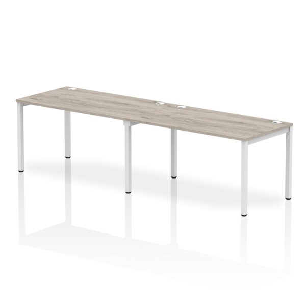 Impulse Single Row 2 Person Bench Desk W1400 x D800 x H730mm Grey Oak Finish White Frame - IB00299