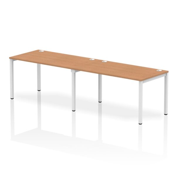 Impulse Single Row 2 Person Bench Desk W1400 x D800 x H730mm Oak Finish White Frame - IB00301