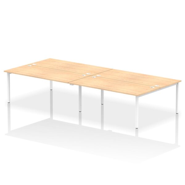 Dynamic Impulse W3600 x D1600 x H750mm Back to Back 4 Person Bench Desk With Cable Management Ports Goal Post Leg Maple Finish White Frame - IB00408