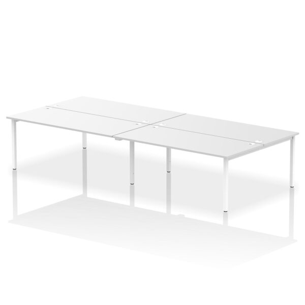 Dynamic Impulse W3600 x D1600 x H750mm Back to Back 4 Person Bench Desk With Cable Management Ports Goal Post Leg White Finish White Frame - IB00411