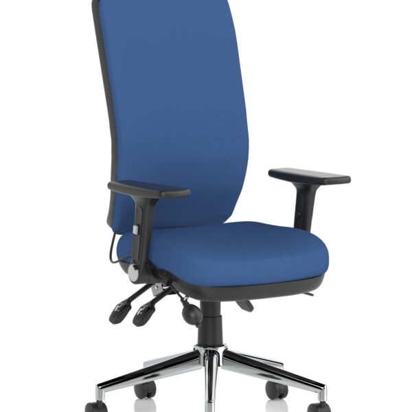 Chiro High Back Chair Blue With Adjustable And Folding Arms KC0002