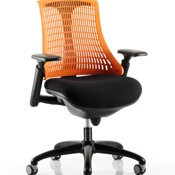 Flex Chair Black Frame With Orange Back With Headrest KC0107