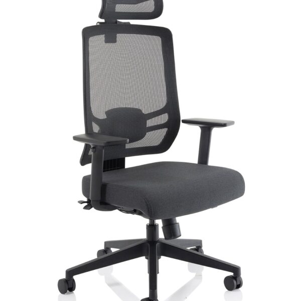 Ergo Twist Chair Black Fabric Seat Mesh Back with Headrest KC0298
