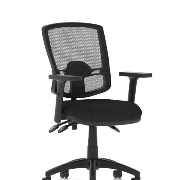 Eclipse Plus III Deluxe Medium Mesh Back Task Operator Office Chair Black Seat With Height Adjustable Arms - KC0399