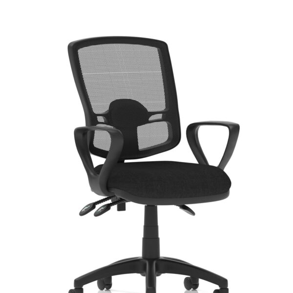 Eclipse Plus III Deluxe Medium Mesh Back Task Operator Office Chair Black Seat With Loop Arms - KC0400