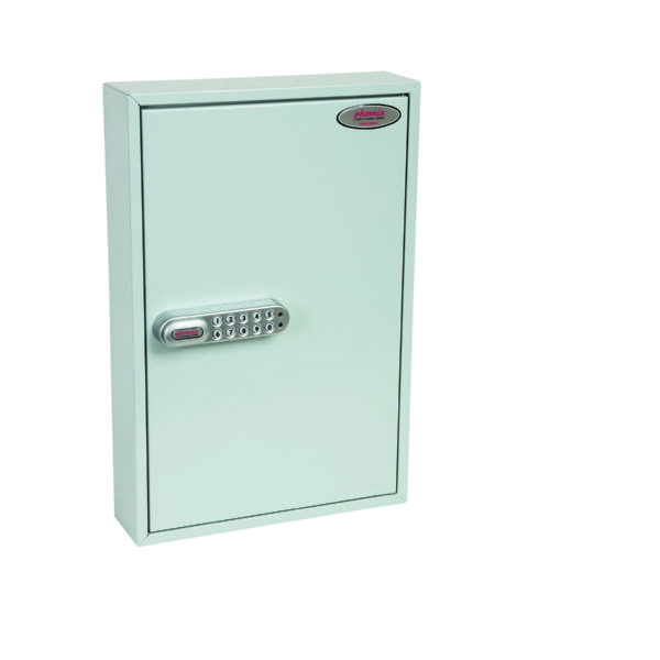 Phoenix Commercial Key Cabinet 64 Hook Electronic Lock Light Grey KC0602E