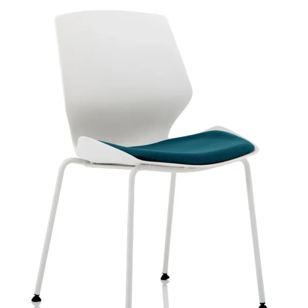 Dynamic Florence Visitor Chair With White Frame and Maringa Teal Fabric Seat - KCUP1538