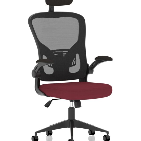 Ace Executive Mesh Back Office Chair With Folding Arms Bespoke Fabric Seat Ginseng Chilli - KCUP2001