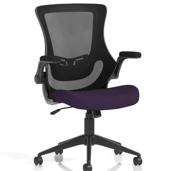Dynamic Orbit High Mesh Back Task Office Chair With Bespoke Tansy Purple Seat and Flip Up Arms - KCUP2144