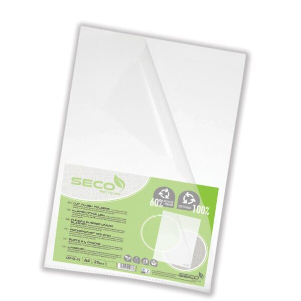 SECO Cut Flush Folder Polypropylene A4 100 Micron Clear (Pack 25) - LSF-CL/25