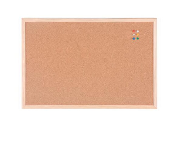 Bi-Office Cork Noticeboard Pine Wood Frame 600x400mm - MC030012010