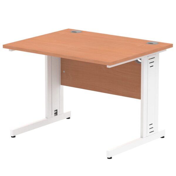 Impulse 1000 x 800mm Straight Desk Beech Top White Cable Managed Leg MI001753