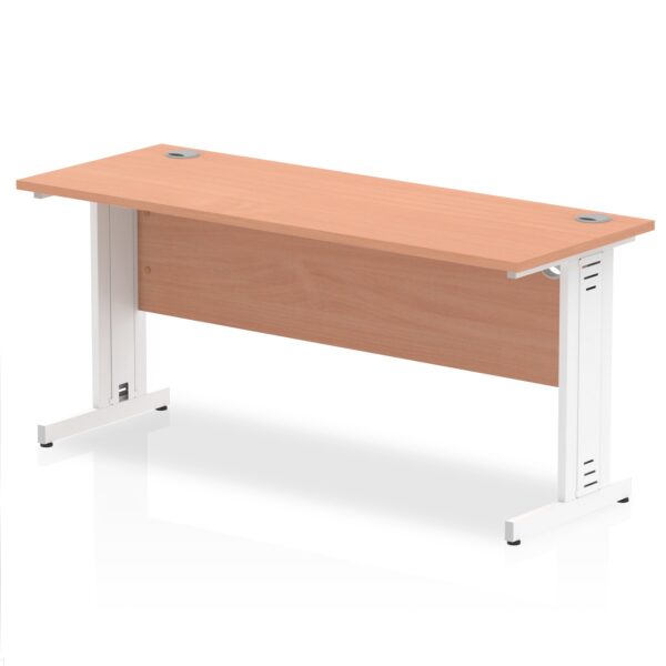 Impulse 1600 x 600mm Straight Desk Beech Top White Cable Managed Leg MI001766