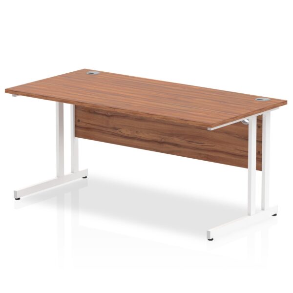 Impulse 1600 x 800mm Straight Desk Walnut Top White Cantilever Leg MI001907