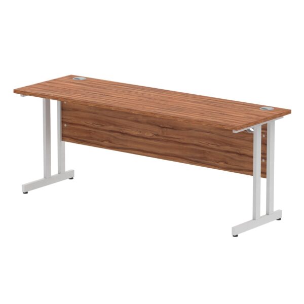Impulse 1800 x 600mm Straight Desk Walnut Top Silver Cantilever Leg MI001913