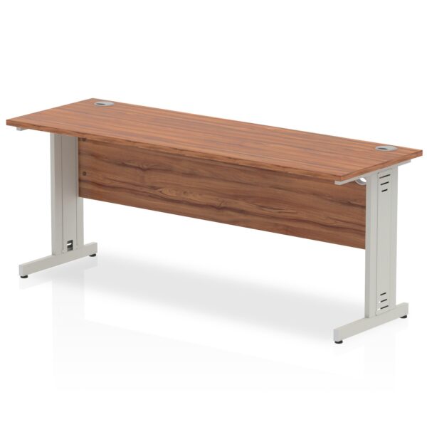 Impulse 1800 x 600mm Straight Desk Walnut Top Silver Cable Managed Leg MI002003