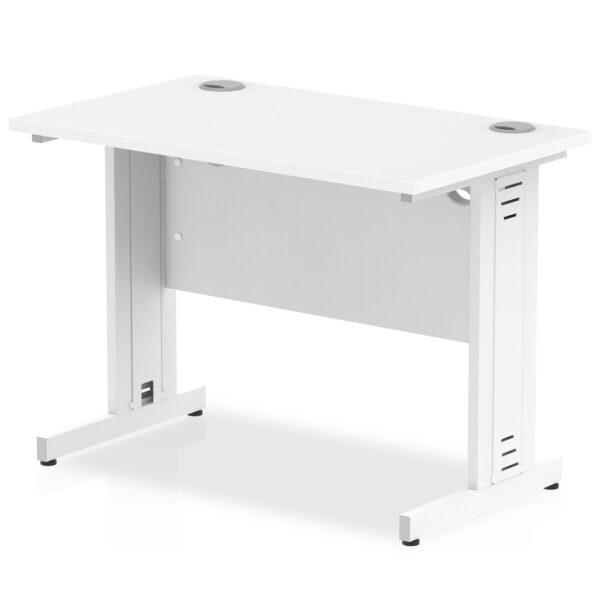 Impulse 1000 x 600mm Straight Desk White Top Silver Cable Managed Leg MI002275