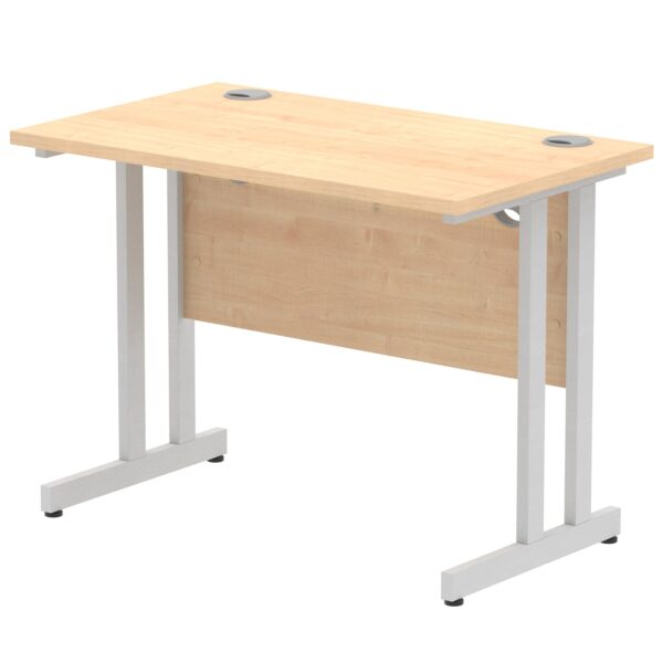 Impulse 1000 x 600mm Straight Desk Maple Top Silver Cantilever Leg MI002421