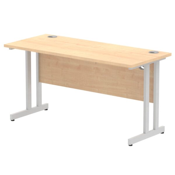 Impulse 1400 x 600mm Straight Desk Maple Top Silver Cantilever Leg MI002423