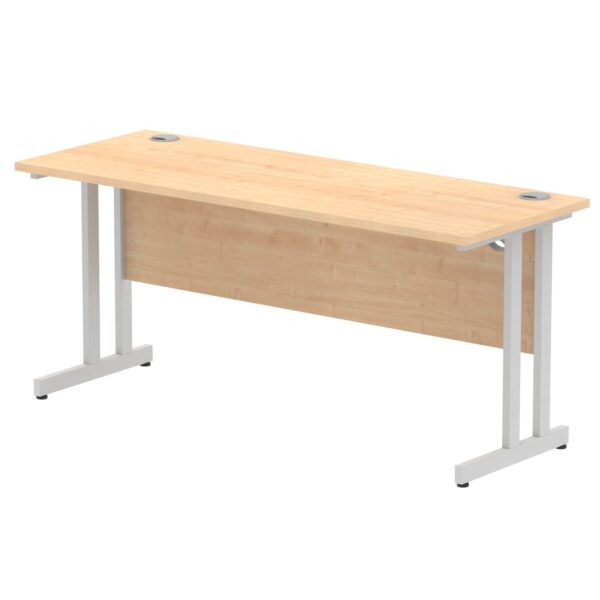 Impulse 1600 x 600mm Straight Desk Maple Top Silver Cantilever Leg MI002424
