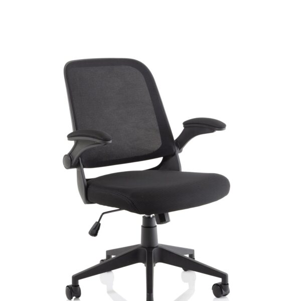 Crew Task Operator Mesh Office Chair With Folding Arms Black - OP000318 -