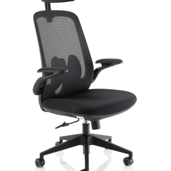 Sigma Executive Mesh Back Office Chair Fabric Seat Black With Folding Arms - OP000320