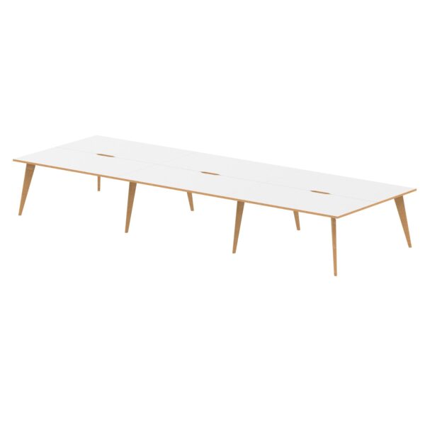 Oslo 1600mm Back to Back 6 Person Desk White Top Natural Wood Edge White Frame OSL0111