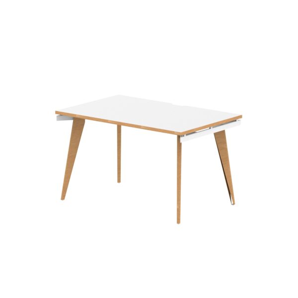 Oslo 1200mm Single Starter Desk White Top Natural Wood Edge White Frame OSL0116
