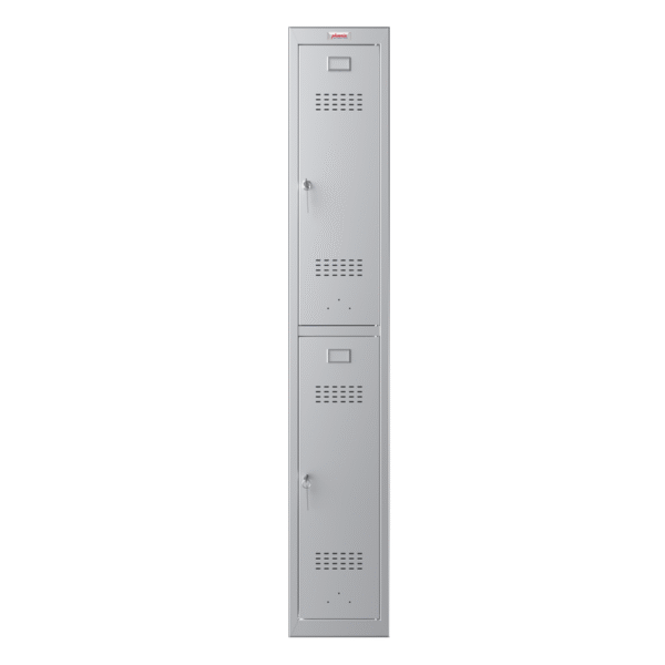Phoenix PL Series 1 Column 2 Door Personal Locker in Grey with Key Locks PL1230GGK