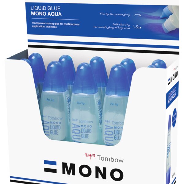 Tombow MONO Aqua Liquid Glue With Two Tips Transparent (Pack 10) - PT-WTC-10P