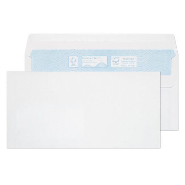Blake Environmental Envelopes DL White Wallet Plain Self Seal 90gsm 110x220mm (Pack 1000) - RN17882