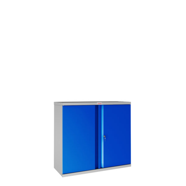 Phoenix SCL Series 2 Door 1 Shelf Steel Storage Cupboard Grey Body Blue Doors with Key Lock SCL0891GBK