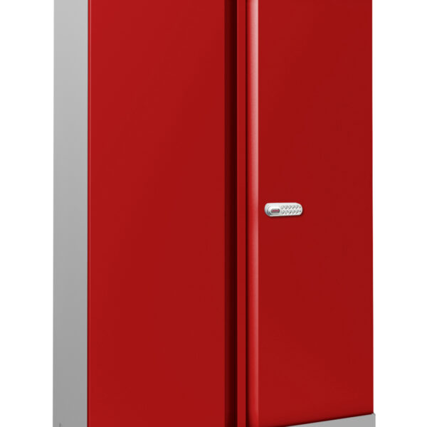 Phoenix SCL Series 2 Door 3 Shelf Steel Storage Cupboard Grey Body Red Doors with Electronic Lock SCL1491GRE