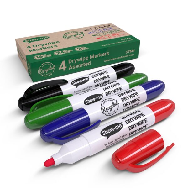 Show-me Teacher Drywipe Marker Assorted Colours (Pack 4) - STM4