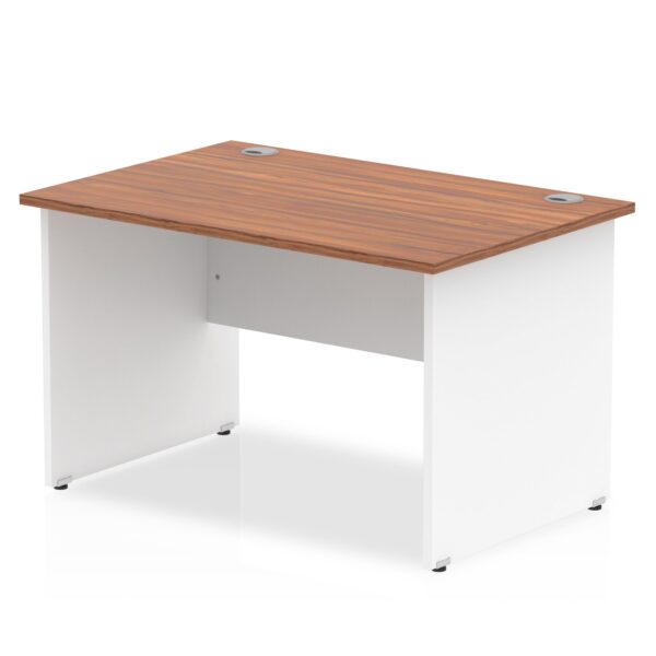 Impulse Straight Office Desk W1200 x D800 x H730mm Panel End Leg Walnut Finish White Frame - TT000001