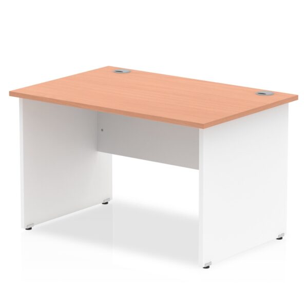 Impulse Straight Office Desk W1200 x D800 x H730mm Panel End Leg Beech Finish White Frame - TT000003