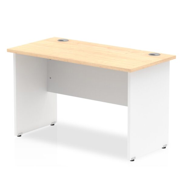 Impulse Straight Office Desk W800 x D600 x H730mm Panel End Leg Maple Finish White Frame - TT000121