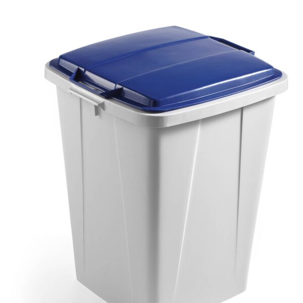 Durable DURABIN Plastic Waste Recycling Bin 90 Litre Grey with Blue Lid - VEH2012031