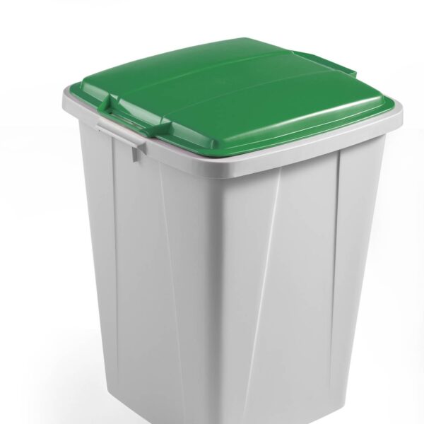 Durable DURABIN Plastic Waste Recycling Bin 90 Litre Grey with Green Lid - VEH2012032