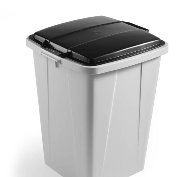 Durable DURABIN Plastic Waste Recycling Bin 90 Litre Grey with Black Lid - VEH2012033