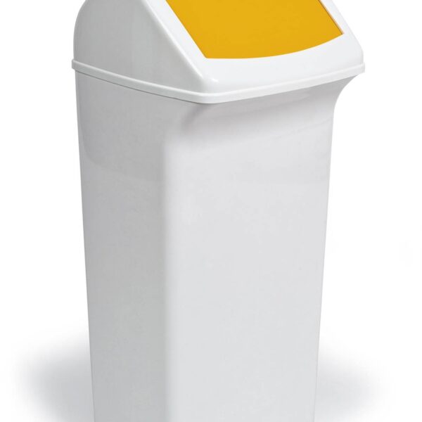 Durable DURABIN Plastic Waste Recycling Bin Rectangular 40 Litre with Yellow Lid - VEH2012035