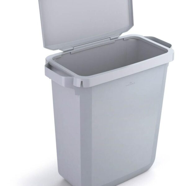 Durable DURABIN Plastic Waste Recycling Bin 60 Litre Rectangular Grey with Grey Hinged Lid - VEH2022012