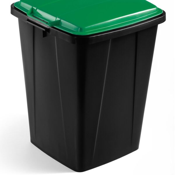 Durable DURABIN ECO 80% Recycled Plastic Waste Recycling Bin 90 Litre Black with Green Lid - VEH2023030