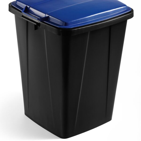 Durable DURABIN ECO 80% Recycled Plastic Waste Recycling Bin 90 Litre Black with Blue Lid - VEH2023032