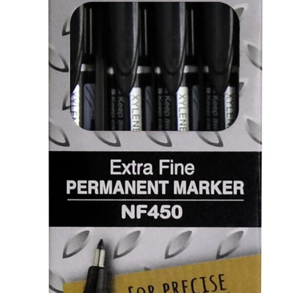 Pentel NF450 Permanent Marker Bullet Tip 1.2mm Tip 0.6mm Line Black (Pack 4) YNF450/4-A