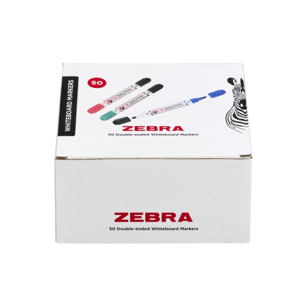 Zebra Double Ended Whiteboard Marker 2mm bullet tip Assorted Colours (Pack 50) - 2779