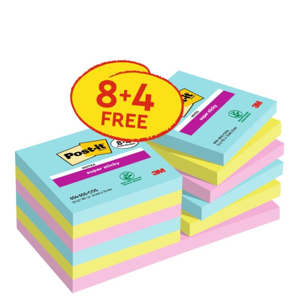 Post-it Super Sticky Notes 654-SSCOS-P8+